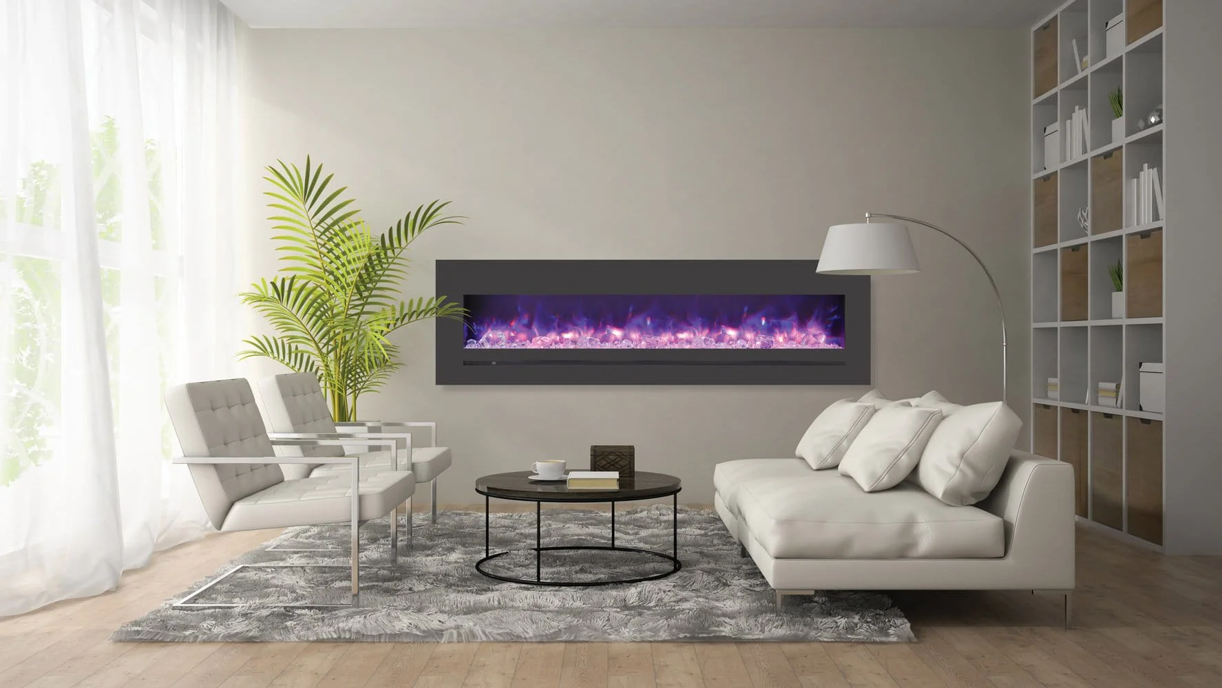 Amantii Wall/Flush-Mount 72" Electric Fireplace w/ Steel Surround - Image 3