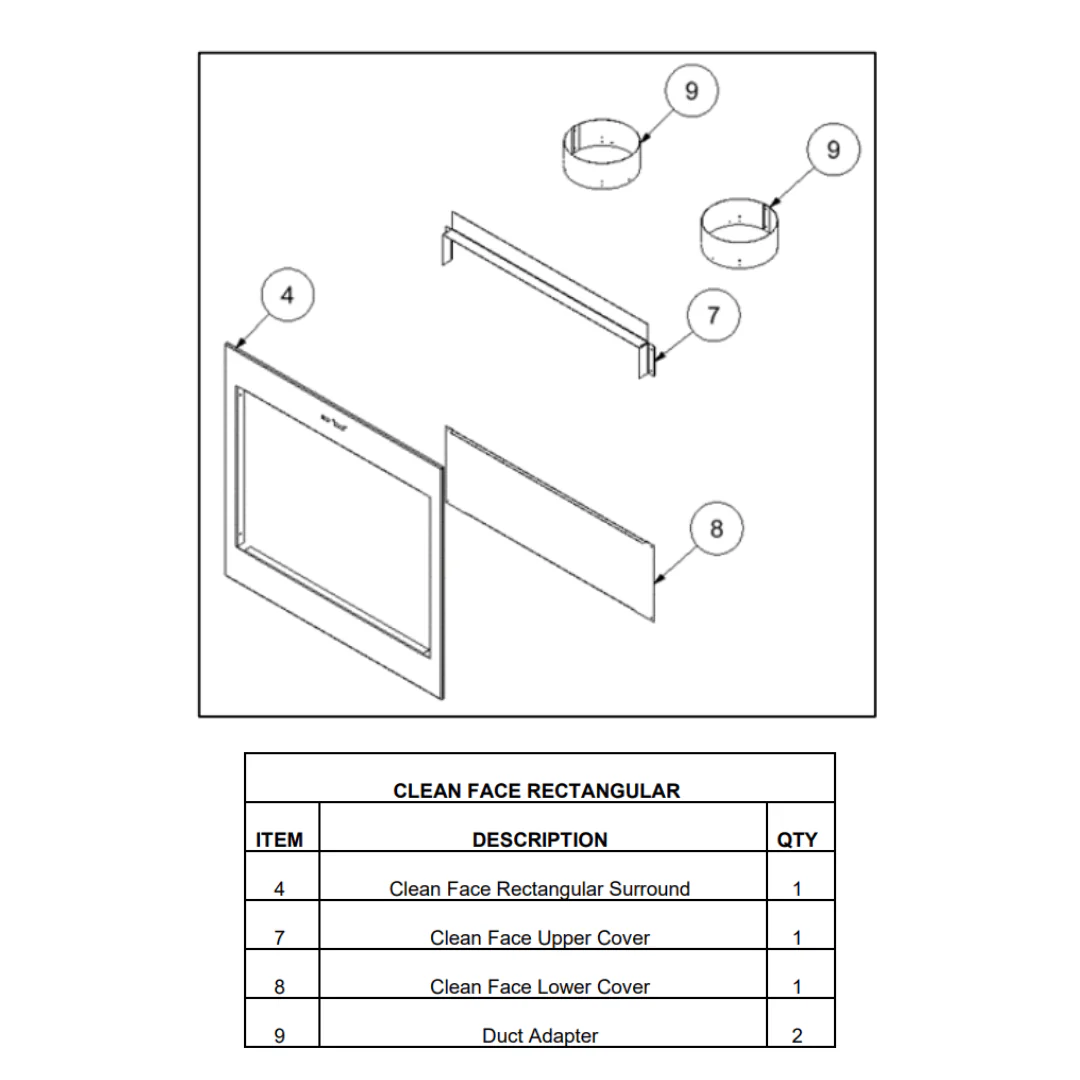 Ambiance Fireplaces Clean Face Kit (Rectangular Door) - UWA620 - Image 2