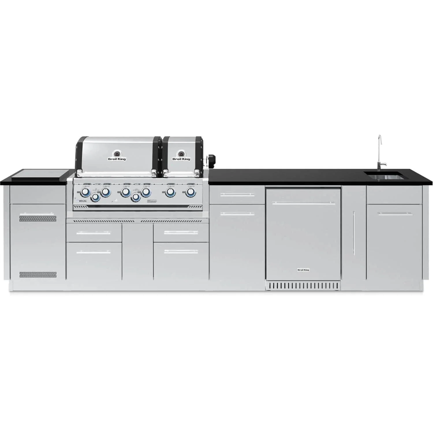 Broil King 12-3/4 ft. Outdoor Kitchen Island with Imperial S 690iH Gas Grill & Refrigerator