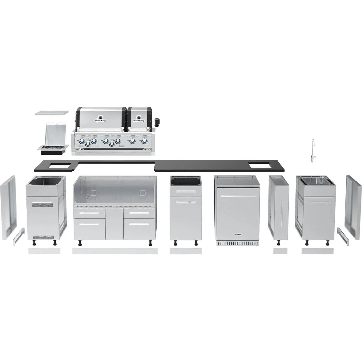Broil King 12-3/4 ft. Outdoor Kitchen Island with Imperial S 690iH Gas Grill & Refrigerator - Image 3