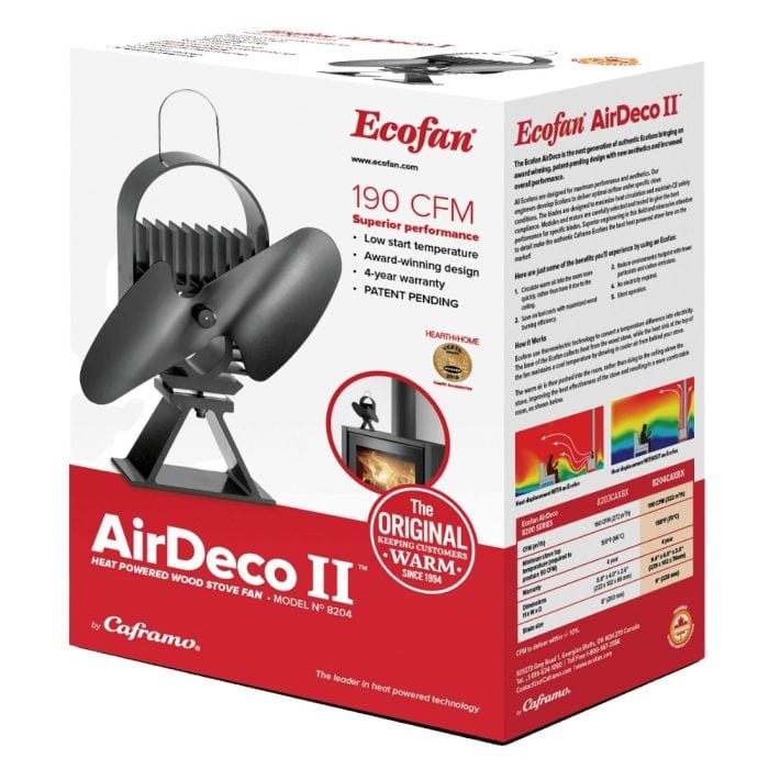 Caframo Ecofan AirDeco II 190 CFM Wood Stove Fan (Black) - 8204CAXBX - Image 3