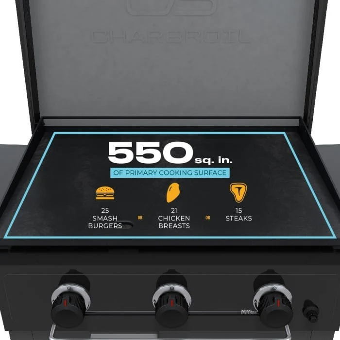 Char Broil Performance Series 28" XL Propane Gas Griddle With Cart 3 Burner Flat Top Grill - Image 9