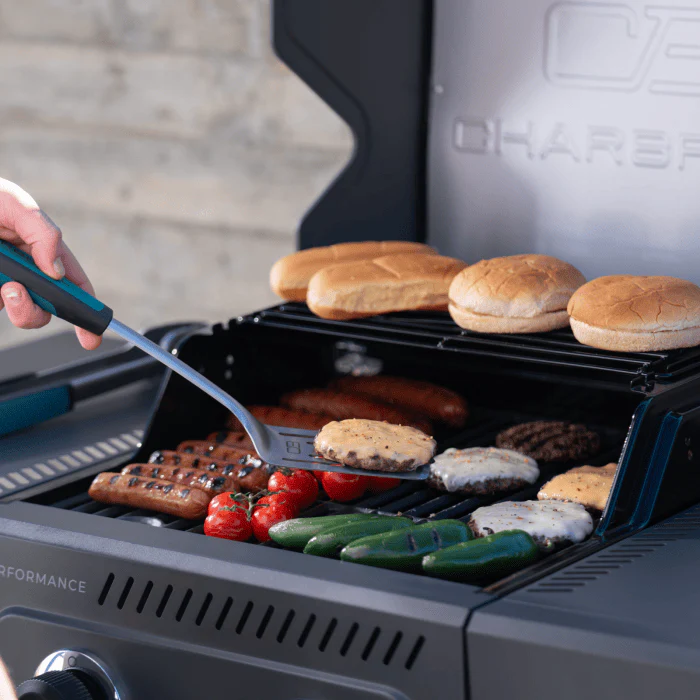 Char Broil Performance Series FlavorMax 2 Burner Gas Grill Cabinet with Foldable Side Shelves Gray Stainless - Image 6