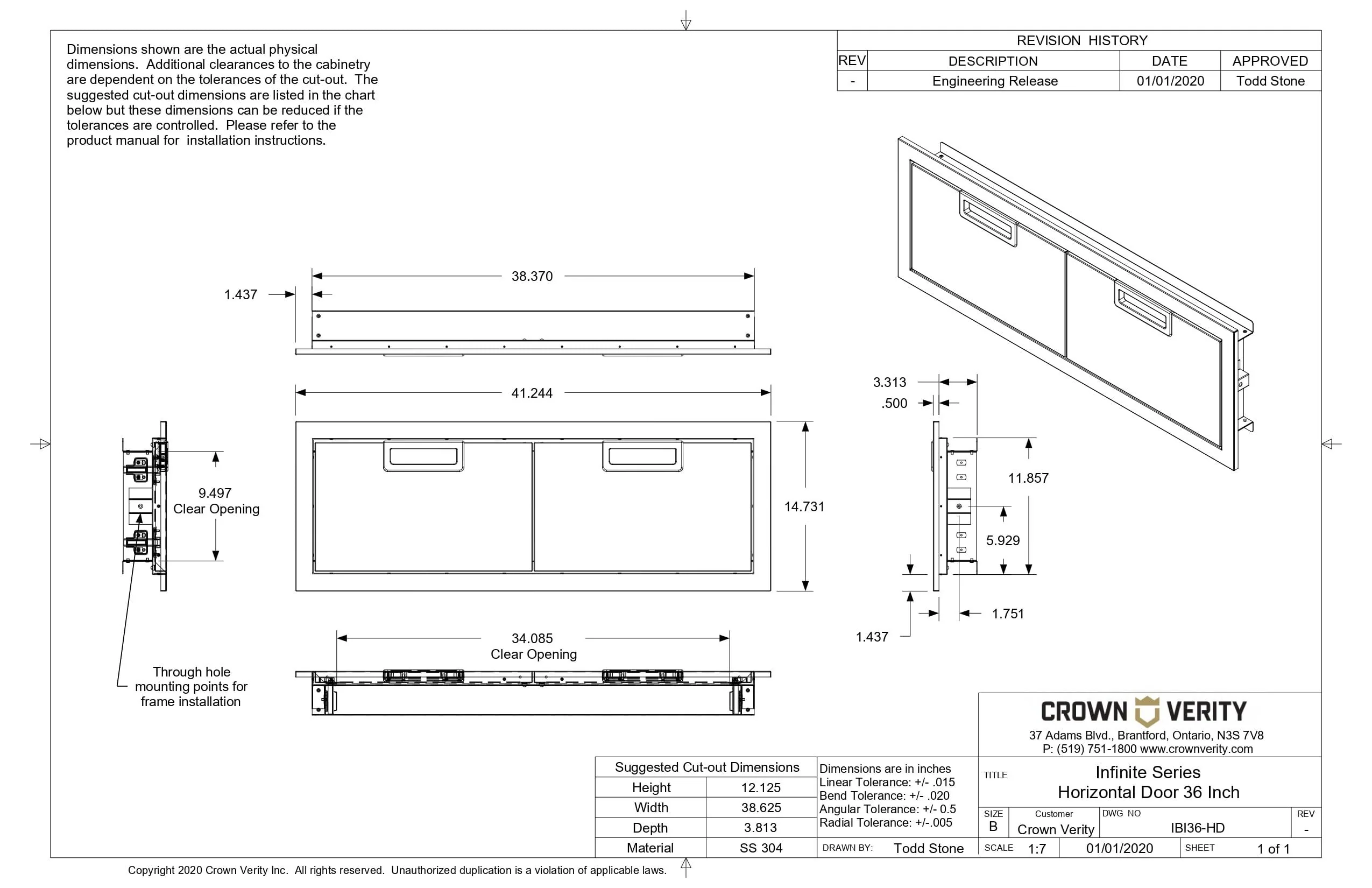 Crown Verity 36" Infinite Series Built-in Horizontal Door - IBI36-HD - Image 3