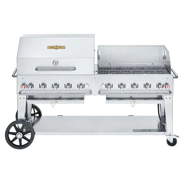 Crown Verity 72" Mobile Grill Single Inlet 50-100 lb. Tank Capacity & Wind Guard & RollDome Package Package