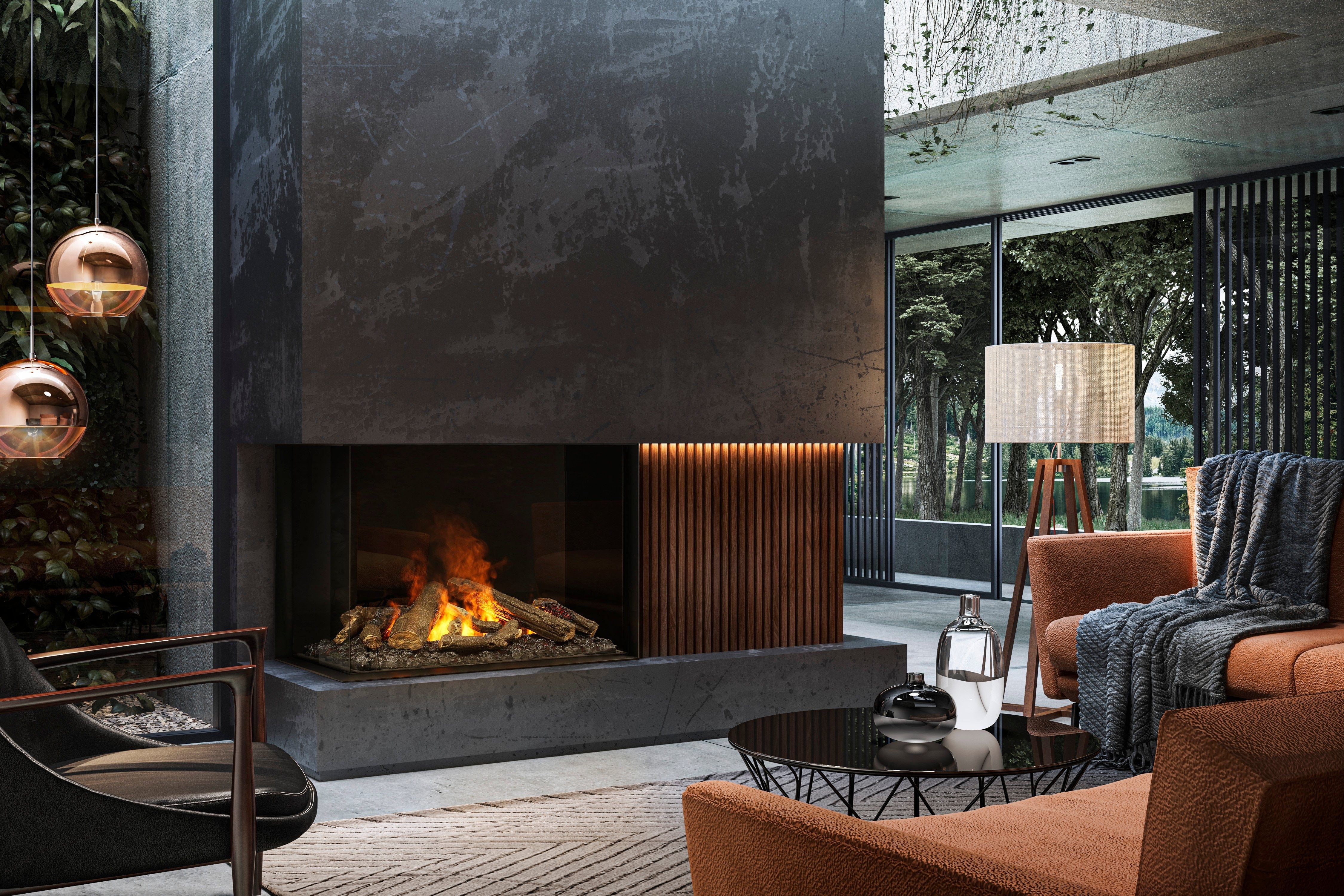 Dimplex OptiMyst e-MatriX Two-Sided 37" Left-Facing Built-in Water Vapor Fireplace - Image 7