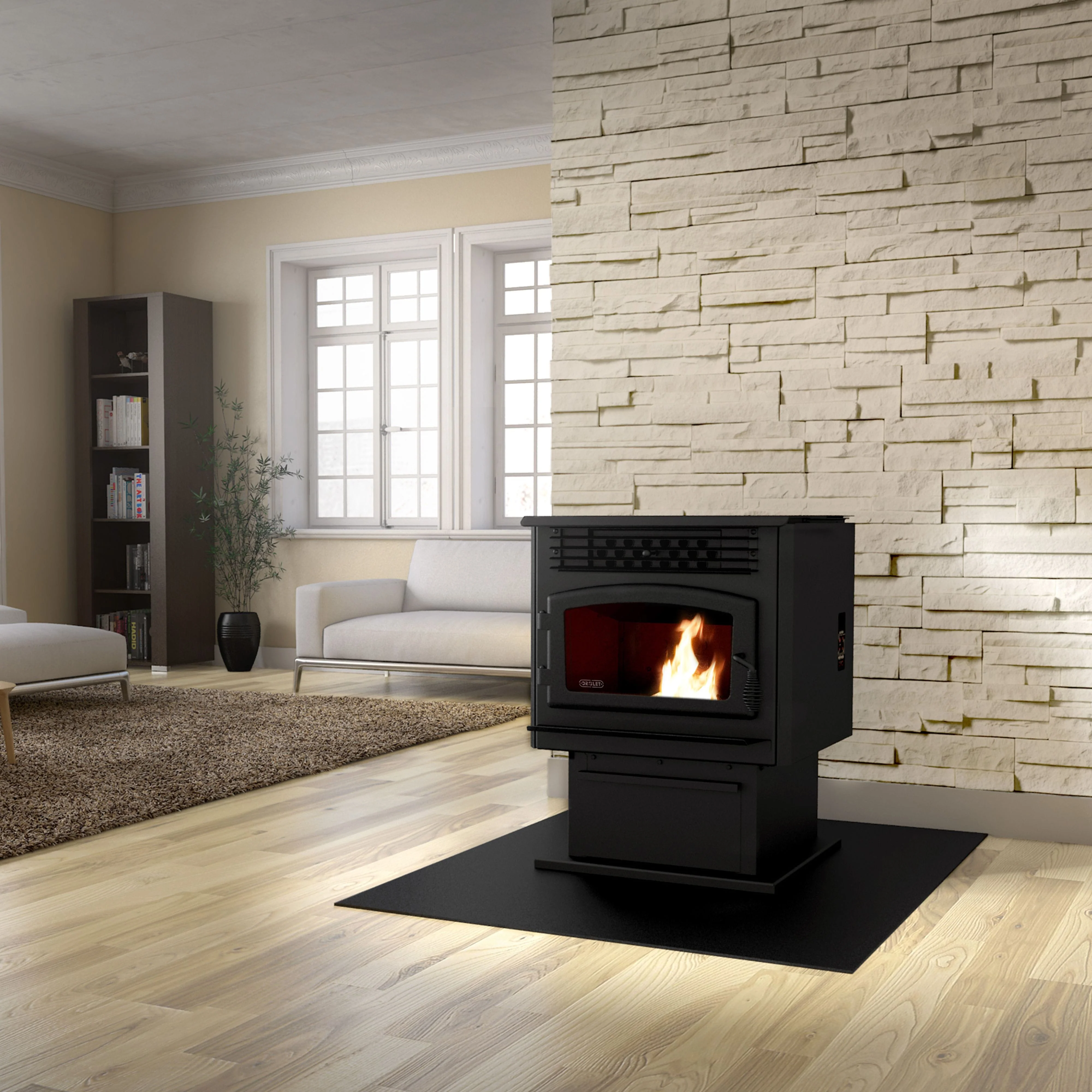 Drolet Eco-55 Pellet Stove (w/ 3" Ground Floor Kit) - Image 6