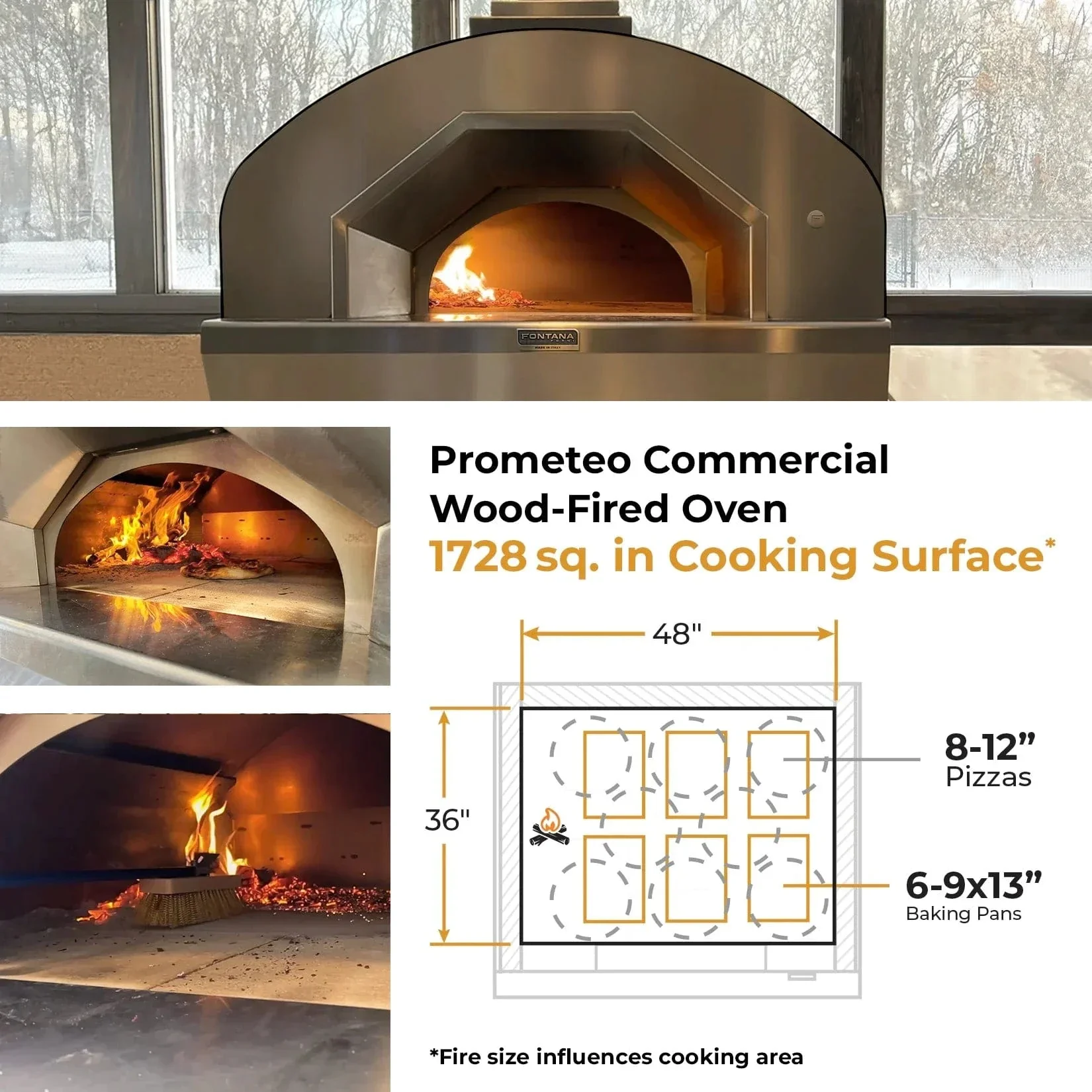 Fontana Forni Prometeo Commercial Wood-Fired Pizza Oven - Image 2
