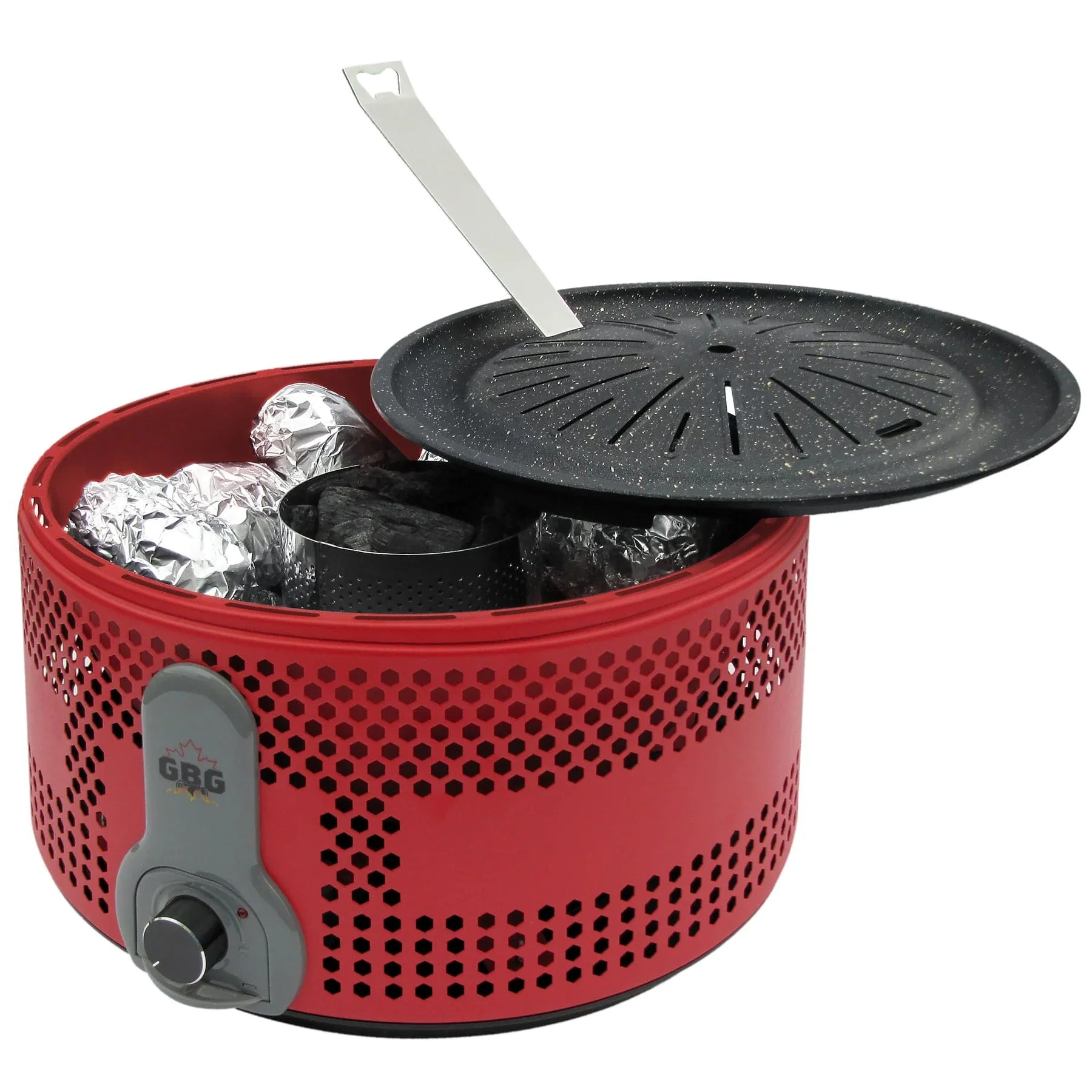 Georgian Bay Grills Canadian Hot Stone Charcoal Grill (Red) - Image 4