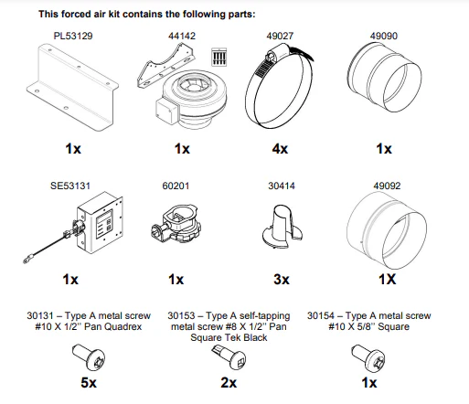 Hearthstone Forced Air Convection Kit (WFP-100) - 94-57200