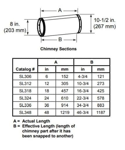 Heat & Glo 24" Chimney Section - SL324