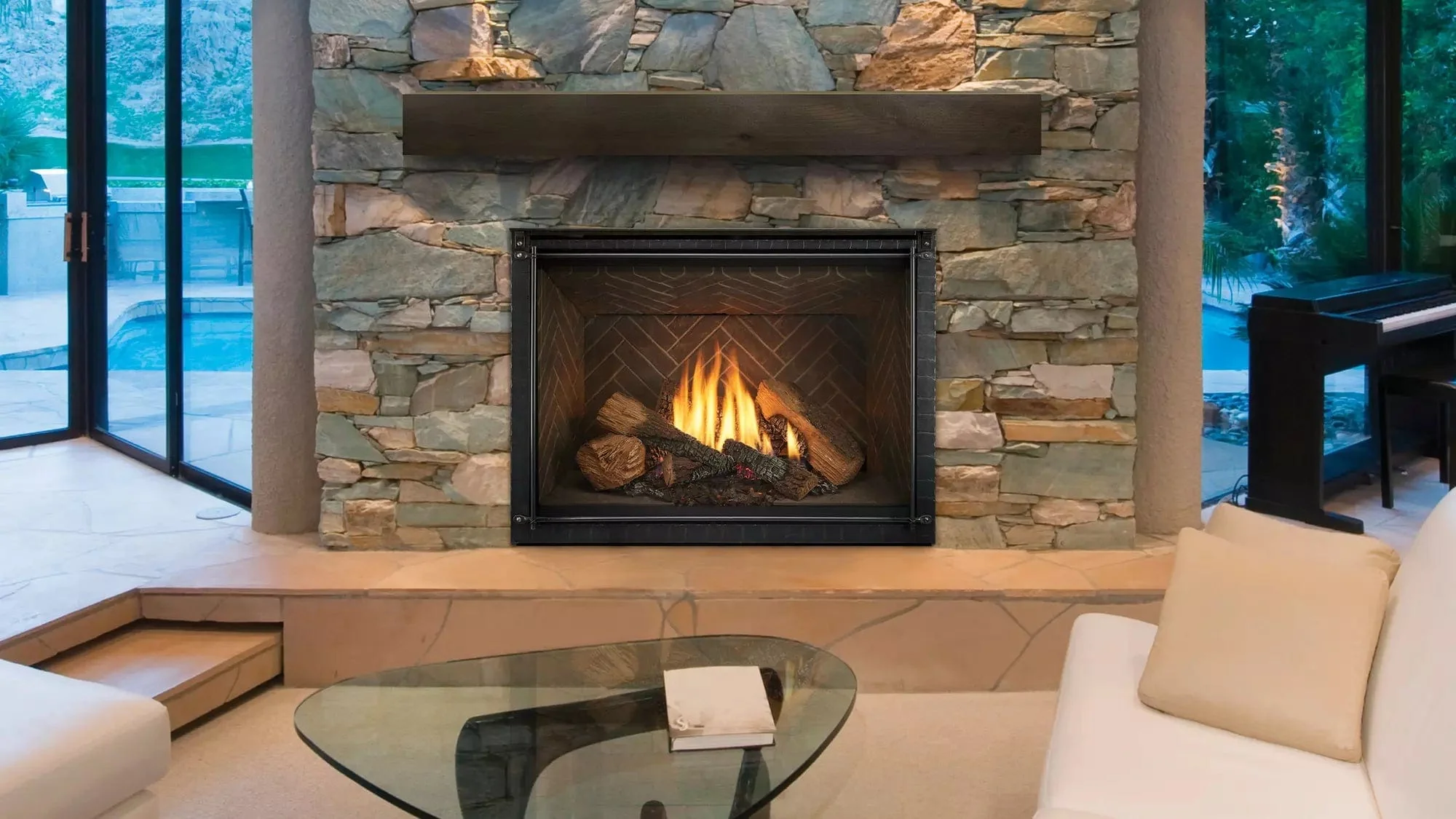 Heat & Glo 6KX 36" Gas Fireplace (2 Sided Reflective and Matte Black Glass Liner) - Image 9