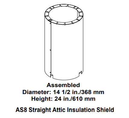 Heat & Glo Attic insulation shield, straight flue (firestop not included) - AS8