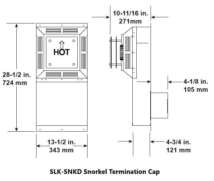 Heat & Glo SL Snorkel Cap (14" Vertical Rise) - SLK-SNKD