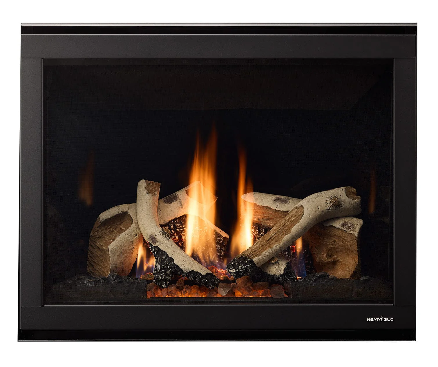 Heat & Glo Slimline 7X 36" Gas Fireplace (Birch Log / Black Glass Refractory)
