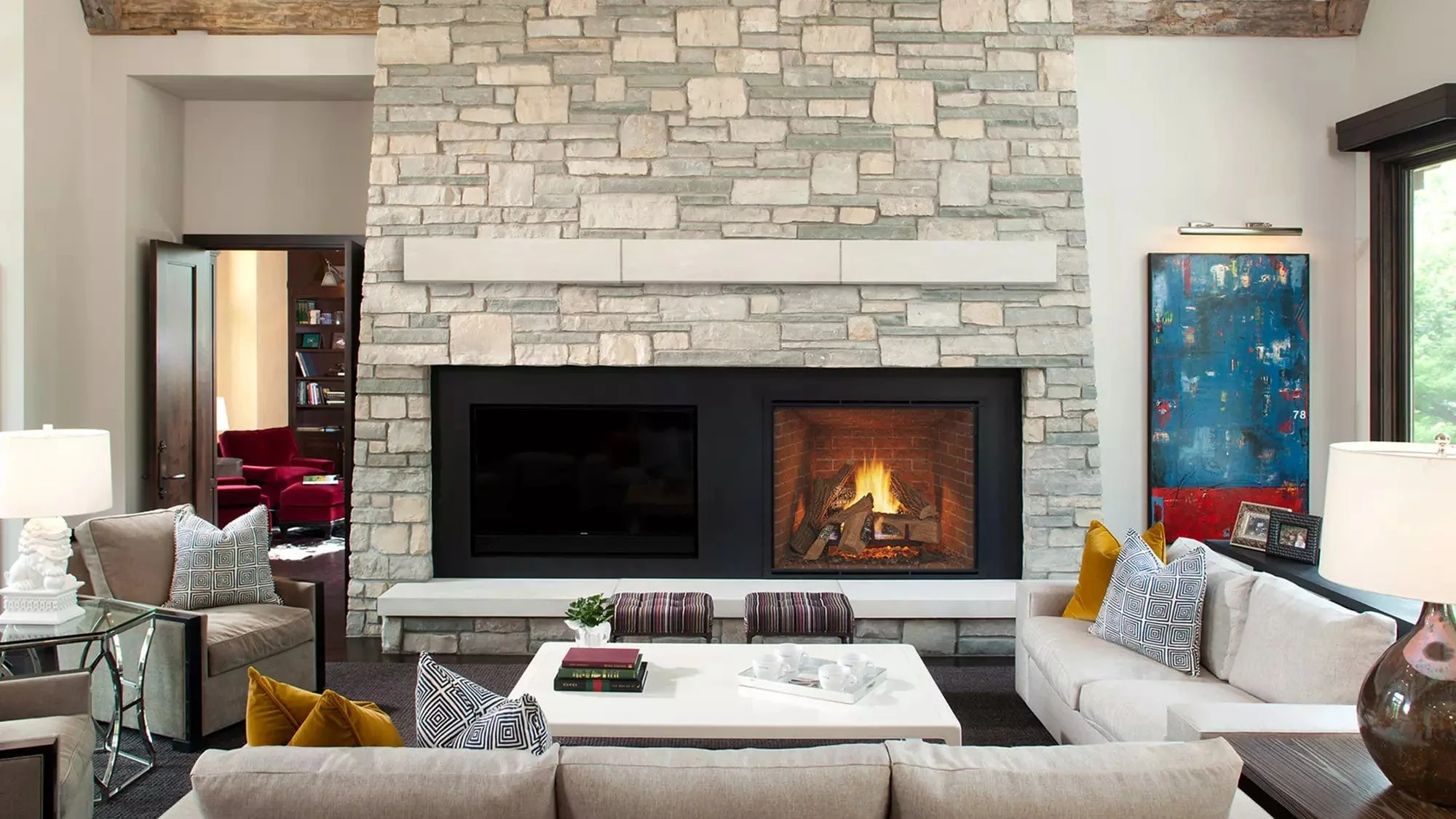 Heat & Glo True 36" Indoor Gas Fireplace (Black Glass Refractory) - Image 3