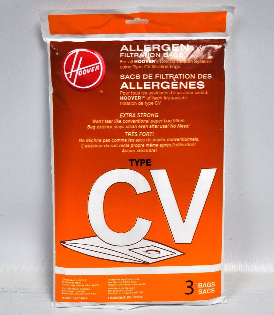 Hoover Type CV Allergen Filtration Synthetic Central Vacuum Cleaner Bags (3-Pack) - 401011CV