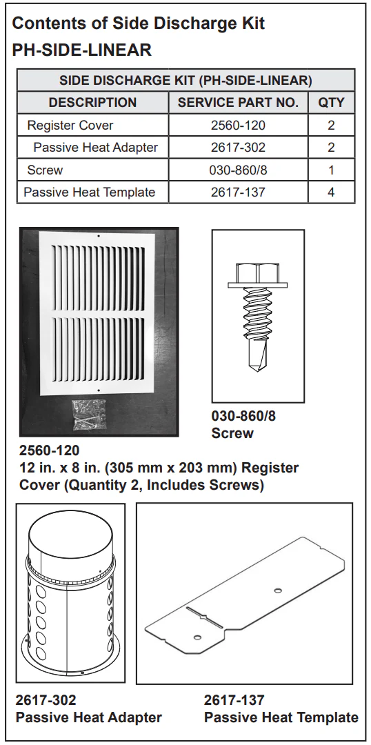 Majestic Passive Heat Kit For Side Discharge - PH-SIDE