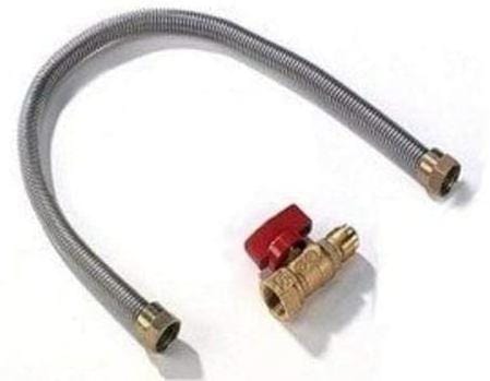 Napoleon 12" 3/8 Stainless Steel Gas Flex Connector & Shut Off - FC-12-SINGLE