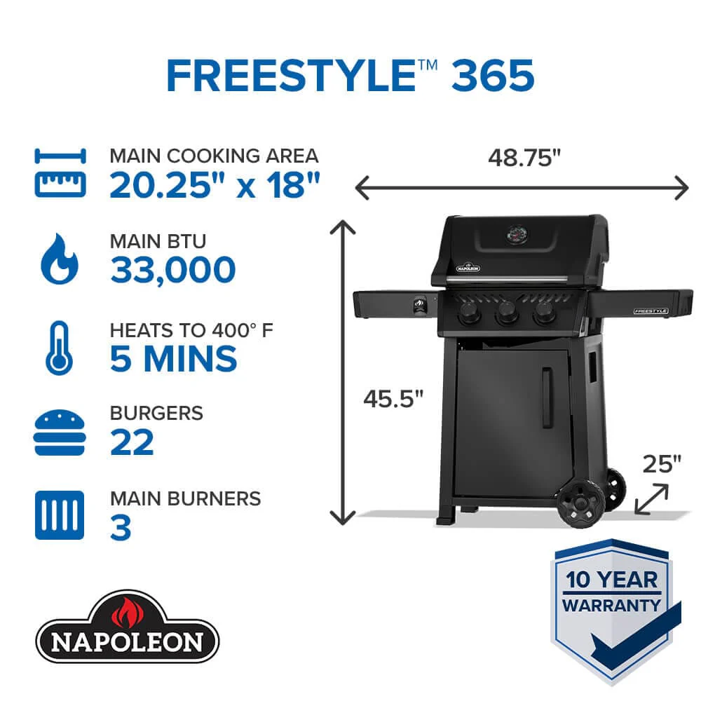 Napoleon Freestyle 365 3-Burner, Matte Black - F365DMK-1 - Image 2