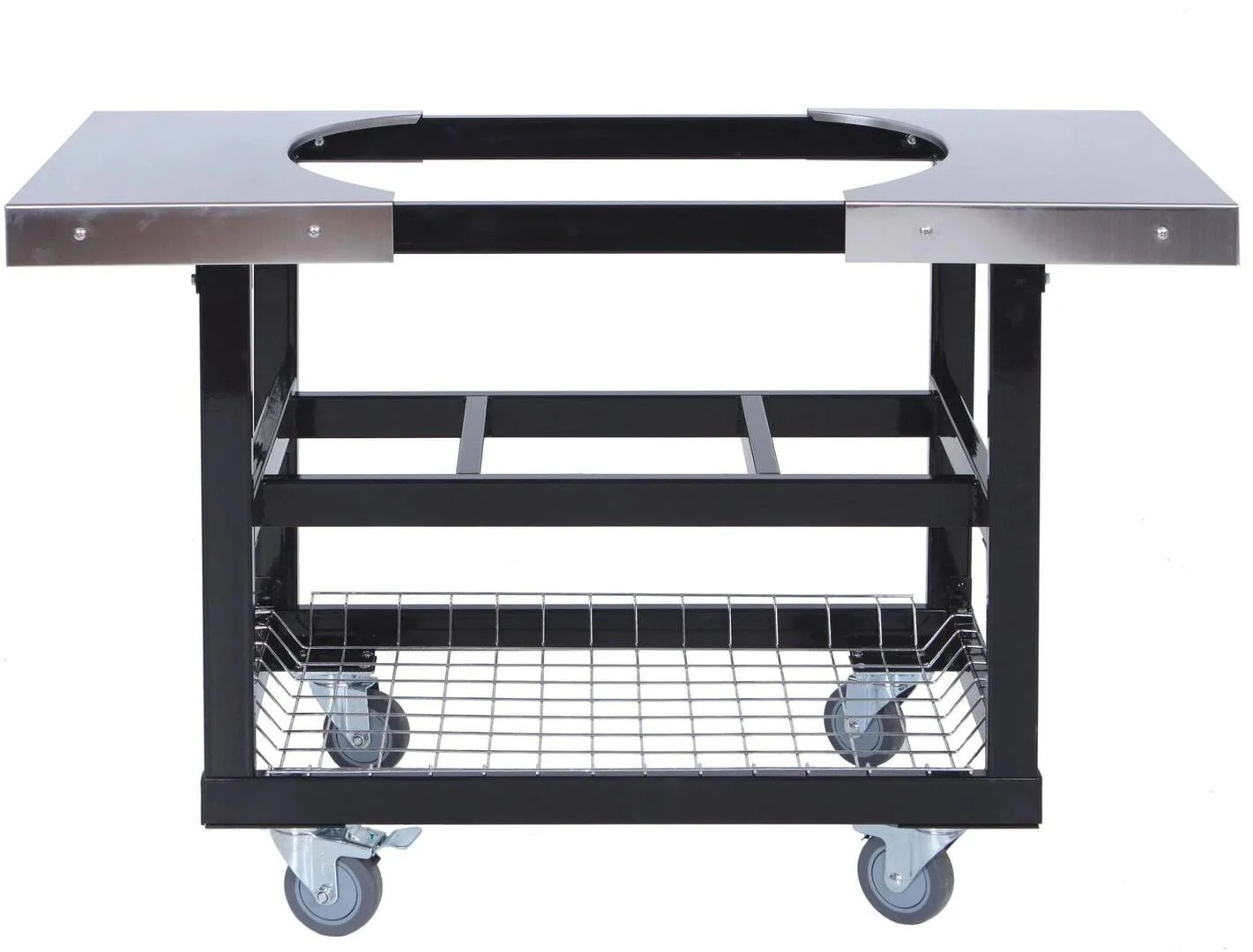 Primo Cart with Basket and Stainless Steel Side Shelves for Oval JR 200 Grills - PG00320